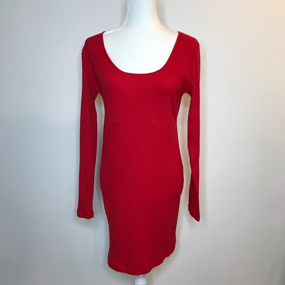 SOLD| Wild Fable Red Ribbed Bodycon Dress Large L - Picture 1 of 6